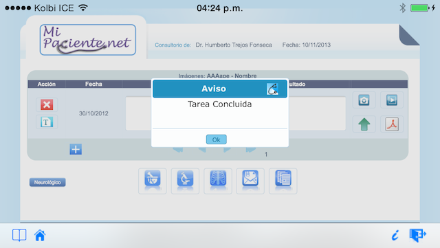 Imágenes archivadas en el expediente médico del paciente